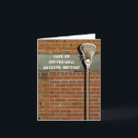 Lacrosse Birthday Card<br><div class="desc">Lacrosse birthday cards for lax player,  coach or team sports fan featuring lacrosse stick design and funny wall-ball-drill line.</div>