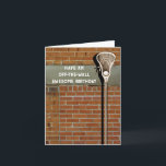 Lacrosse Birthday Card<br><div class="desc">Lacrosse birthday cards for lax player,  coach or team sports fan featuring lacrosse stick design and funny wall-ball-drill line.</div>