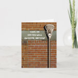 Lacrosse Birthday Card<br><div class="desc">Lacrosse birthday cards for lax player,  coach or team sports fan featuring lacrosse stick design and funny wall-ball-drill line.</div>