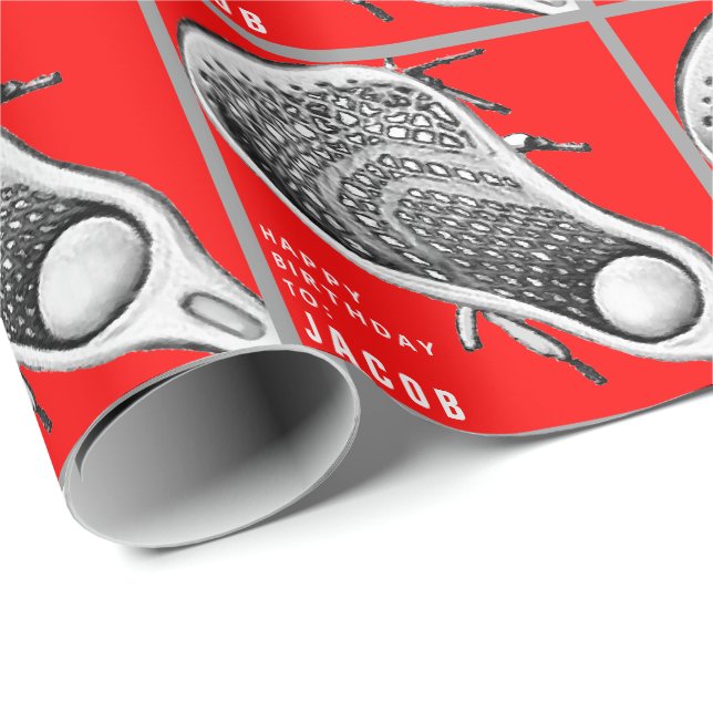 Lacrosse Birthday Gift Wrapping Paper (Roll Corner)