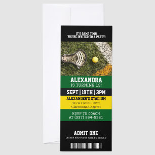 Lacrosse Birthday Party Invitation Raffle Tickets