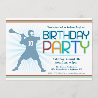 Lacrosse Birthday Party Invites - lax themed