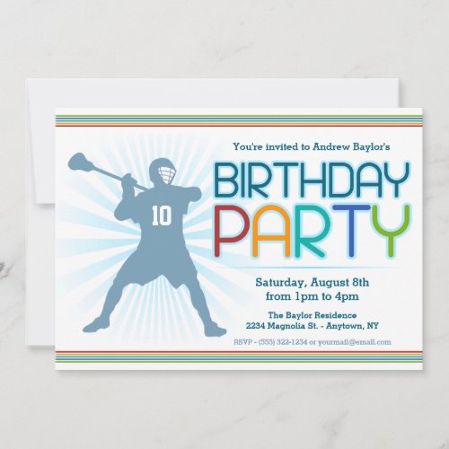 Lacrosse Birthday Party Invites - lax themed