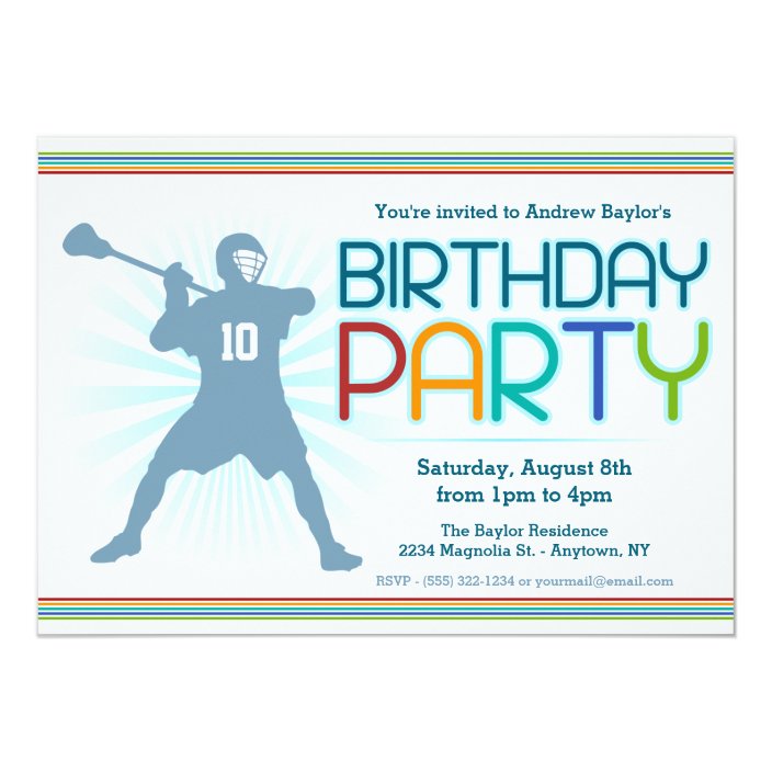 Lacrosse Birthday Party Invites lax themed