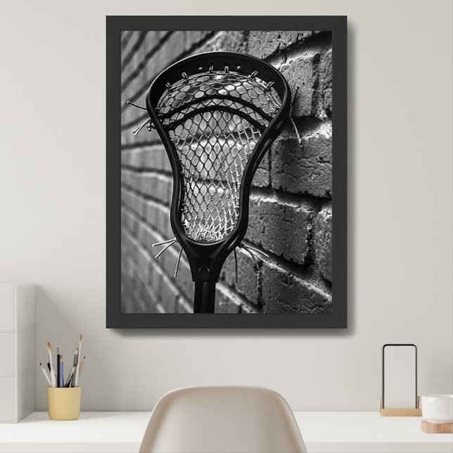 Lacrosse Black and White Brick Wall Photo Framed Art (Home Office)