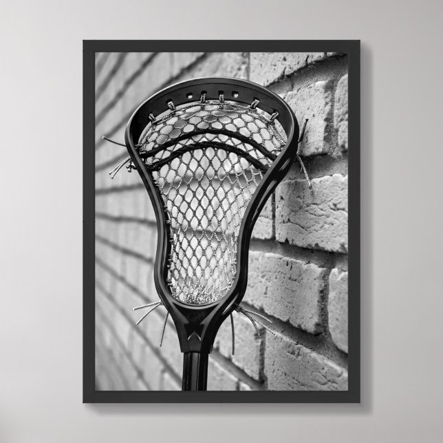 Lacrosse Black and White Brick Wall Photo Framed Art (Framed Front)