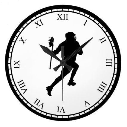 Lacrosse Black and White Sports Clock