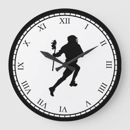 Lacrosse Black and White Sports Clock