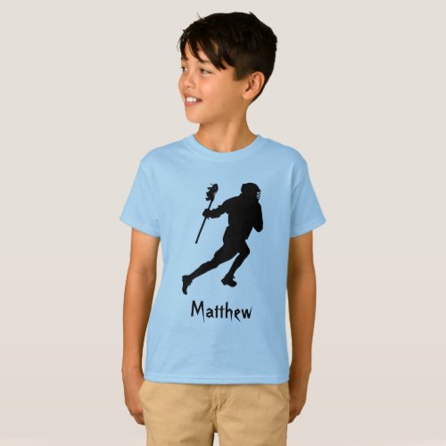 Lacrosse Black Silhouette Sports Kids T_shirt