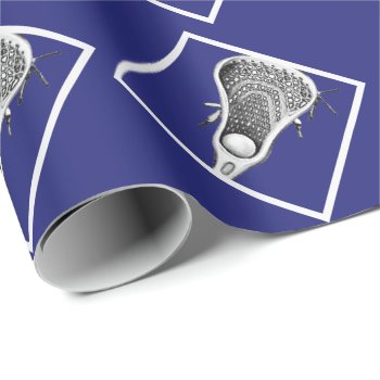 Lacrosse Blue Gift Wrapping Paper by lacrosseshop at Zazzle