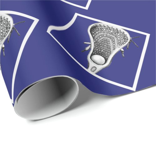 Lacrosse Blue Gift Wrapping Paper