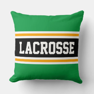 LACROSSE Bold Green Orange Black Athletic Stripes Throw Pillow