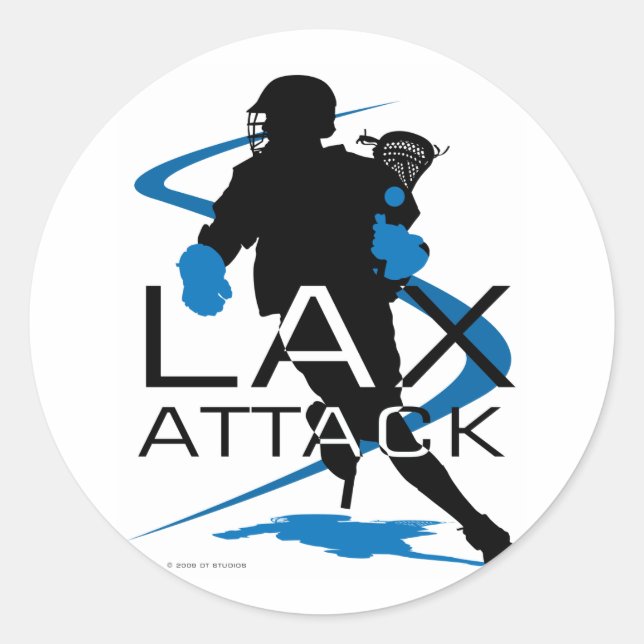 Lacrosse Boys LAX Attack Blue Classic Round Sticker (Front)