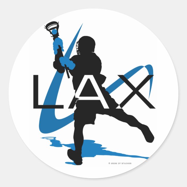 Lacrosse Boys LAX Blue Classic Round Sticker (Front)
