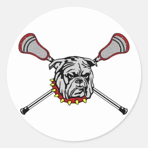 Lacrosse Bulldog Mascot Classic Round Sticker | Zazzle