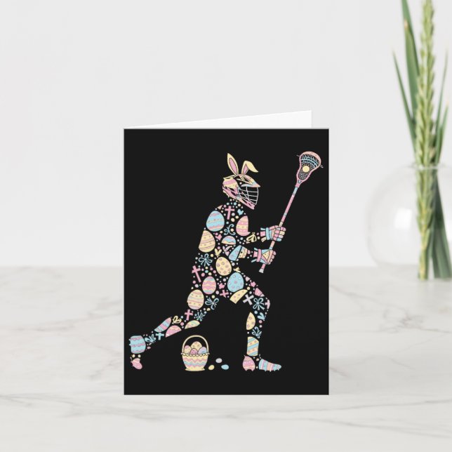 Lacrosse Bunny Easter Egg Easter Day Player Womens Card (Front)