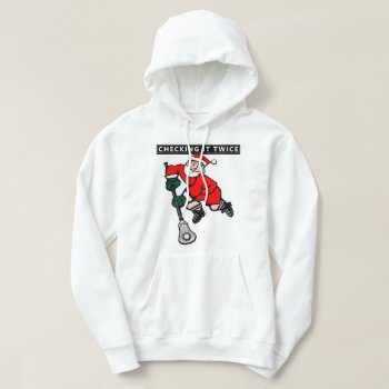 Lacrosse Checking It Twice T-shirt Hoodie by lacrosseshop at Zazzle