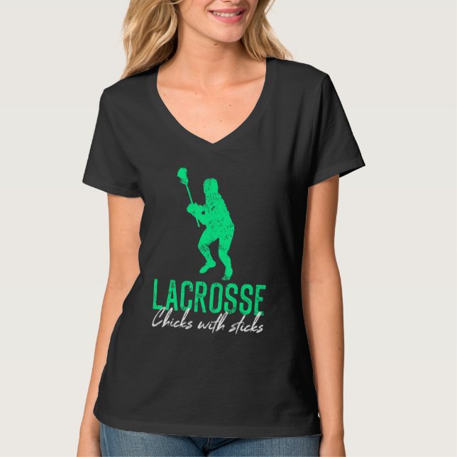 Lacrosse Chicks With Sticks Lacrosse Women T-Shirt (Front)