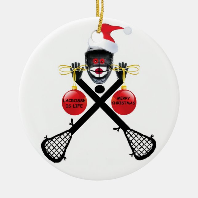 Lacrosse Christmas Ceramic Ornament (Front)