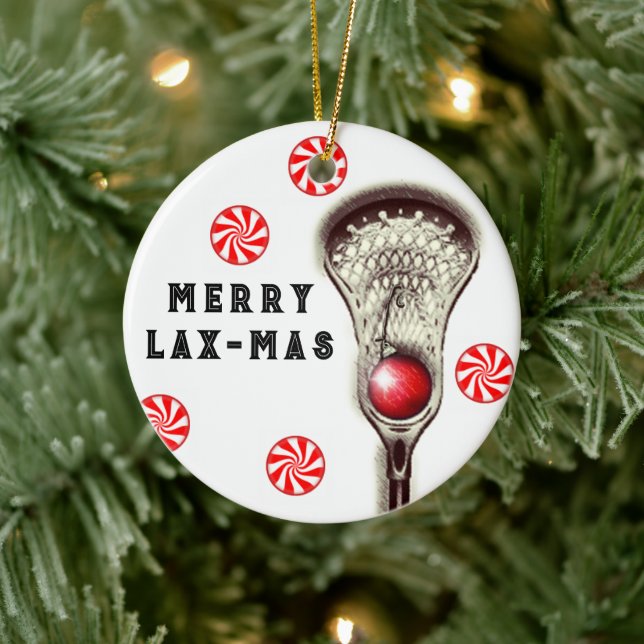 Lacrosse Christmas Collectible Ceramic Ornament (Tree)