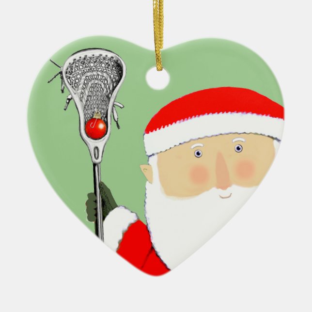 Lacrosse Christmas Collectible Ceramic Ornament (Front)