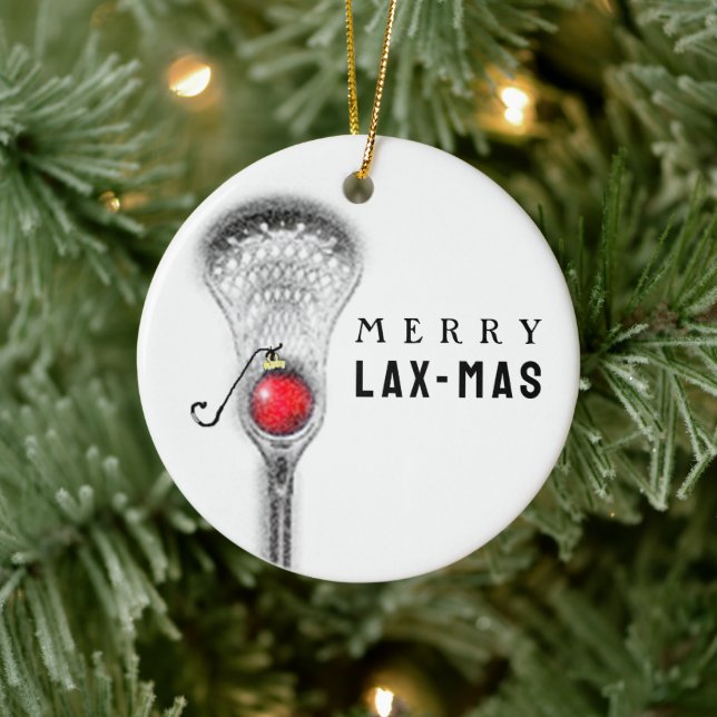 Lacrosse Christmas Collectible Ceramic Ornament (Tree)