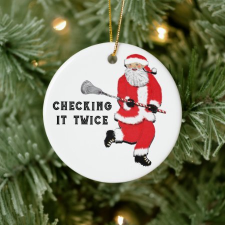 Lacrosse Christmas Collectible Ceramic Ornament