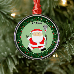 Lacrosse Christmas Collectible Metal Ornament