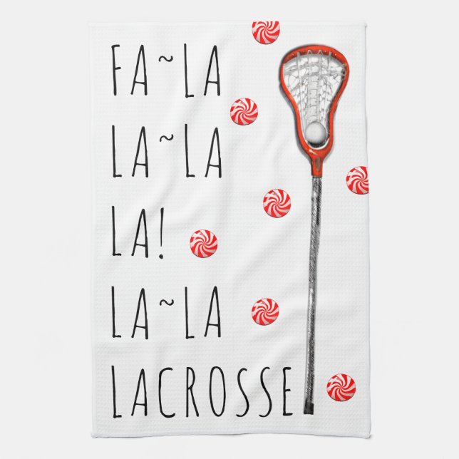 Lacrosse Christmas Holiday Kitchen Towel (Vertical)