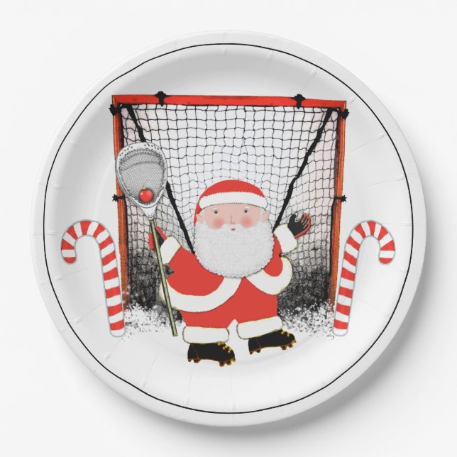 Lacrosse Christmas Holiday Party Paper Plates (Front)