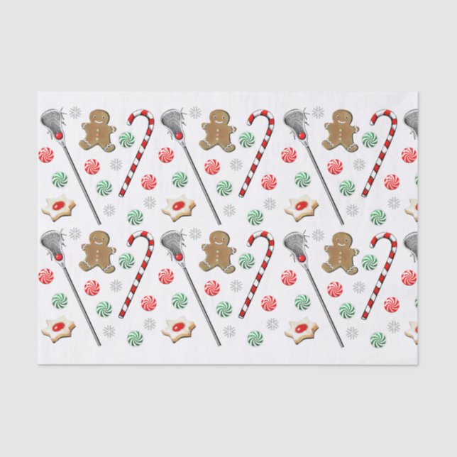Lacrosse Christmas Pattern Tissue Paper (Front)