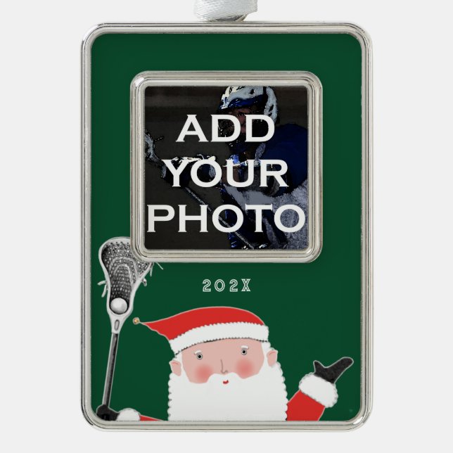 Lacrosse Christmas Photo Ornament (Front)