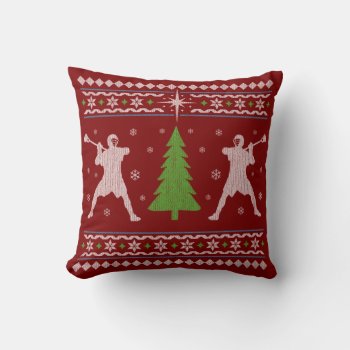 Lacrosse Christmas Pillow - Sweater Style by laxshop at Zazzle
