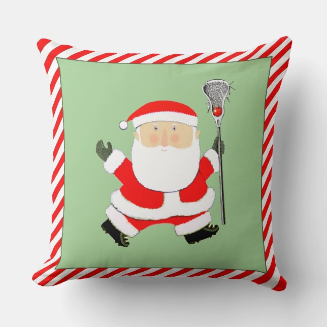 Lacrosse Christmas Throw Pillow (Front)