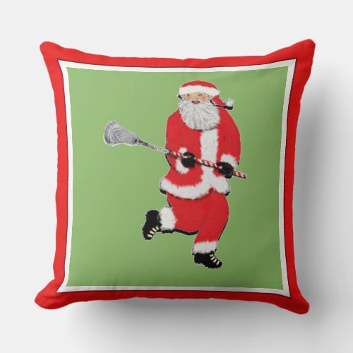 Lacrosse Christmas Throw Pillow