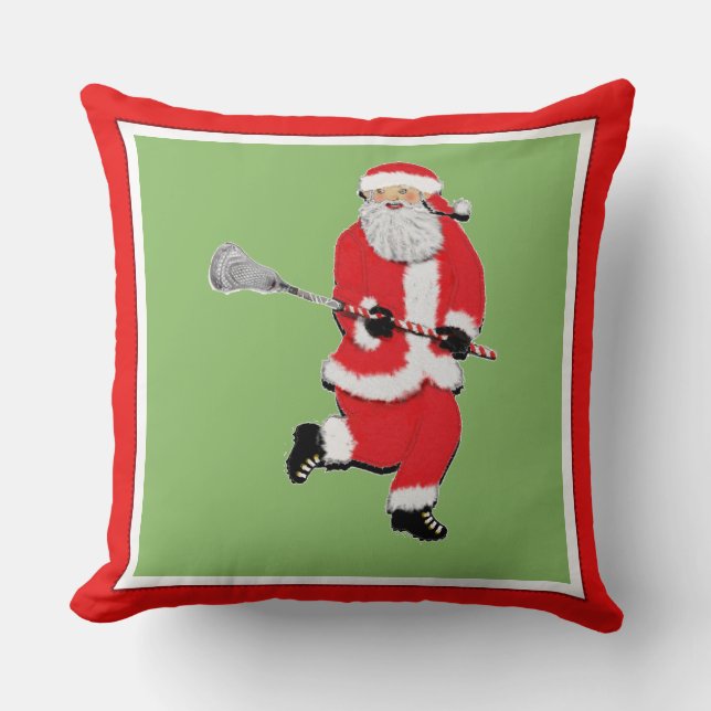 Lacrosse Christmas Throw Pillow (Front)