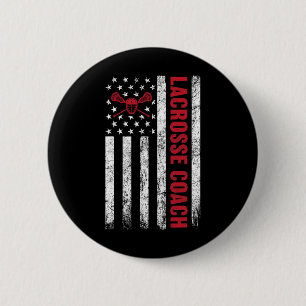 Lacrosse Coach American Flag Lax Lover Lacrosse St Button
