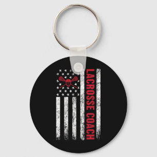 Lacrosse Coach American Flag Lax Lover Lacrosse St Keychain