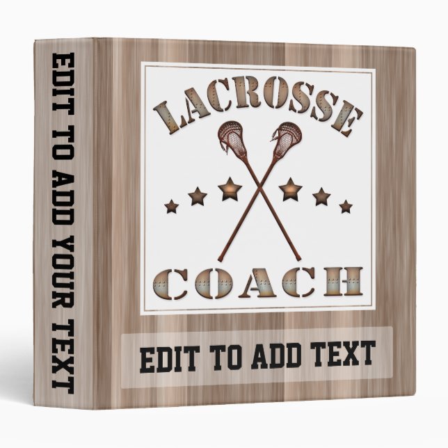 Lacrosse Coach Customizable Vinyl Binder Album (Front/Spine)