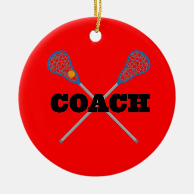 Lacrosse Coach Gift Idea Ceramic Ornament (Front)