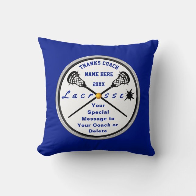 Lacrosse Coach Gifts, Personalized, Players, Coach Throw Pillow (Front)