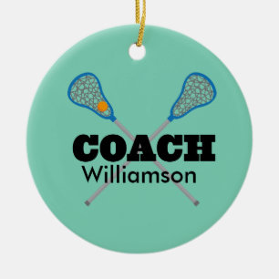 Lacrosse Coach Personalized Gift Idea Ceramic Ornament