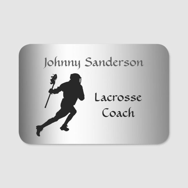 Lacrosse Coach Sports Name Tag