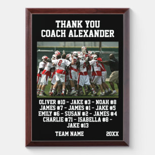 Lacrosse Coach Thank You Award Plaque