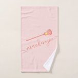 Lacrosse Custom Name Pink Sport Hand Towel<br><div class="desc">Coral Pink and Blush Pink Lacrosse Personalized Hand Towel for the Sporty Girl who Plays School,  Travel Team,  or Club Lacrosse.</div>