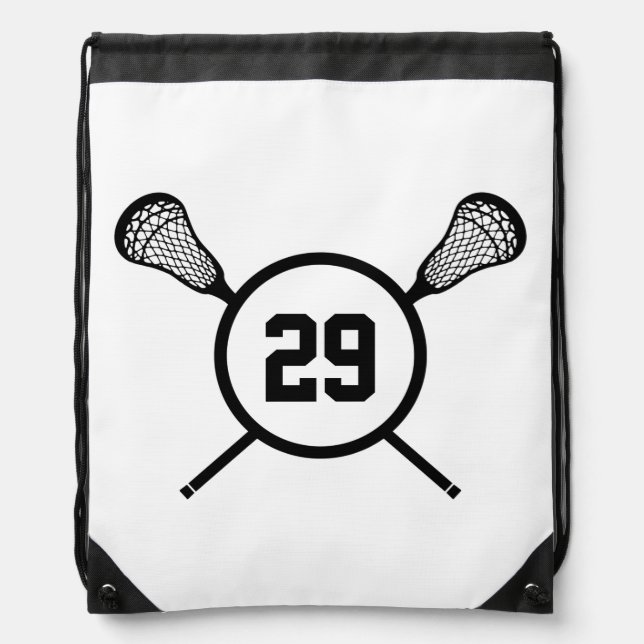 Lacrosse Custom Number back pack Drawstring Bag (Front)