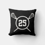 Lacrosse Custom Number Pillow - Black /white at Zazzle