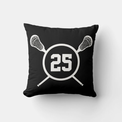 Lacrosse custom number pillow _ black white