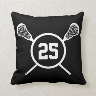 Lacrosse custom number pillow - black /white