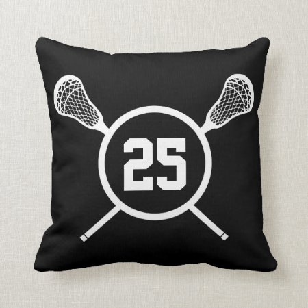 Lacrosse Custom Number Pillow - Black /white
